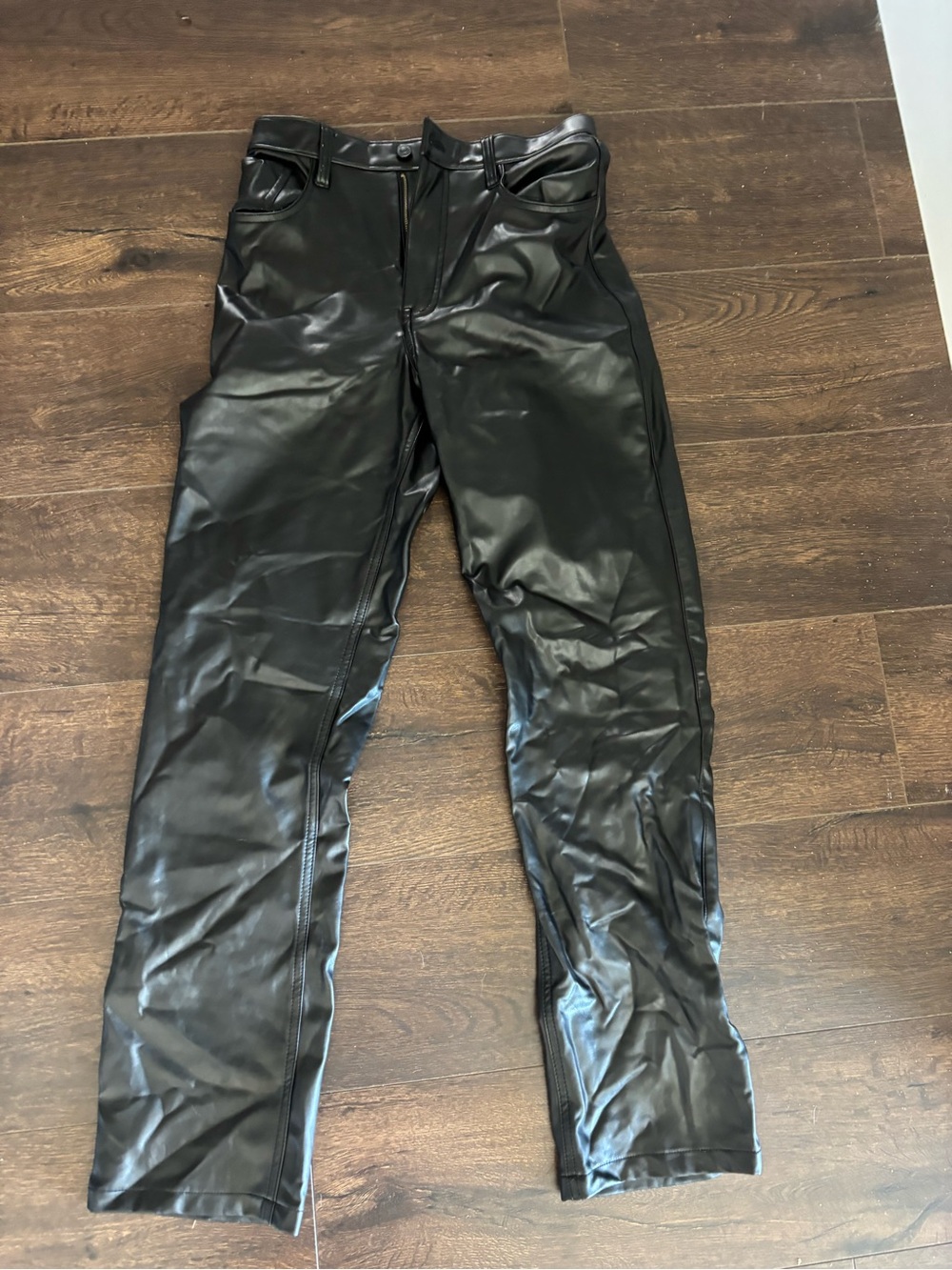 Abercrombie & Fitch Black Faux Leather High-Rise Pants